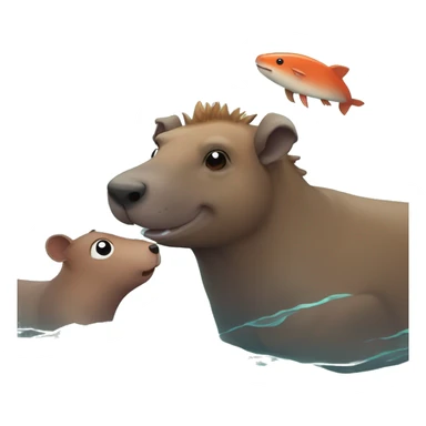Een hond met een capibara een orka in de zee met koraal sticker