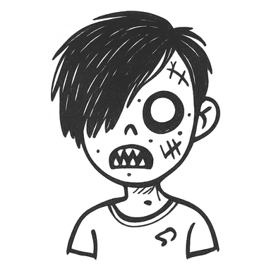 boy zombie with black hair edgar and emo sticker