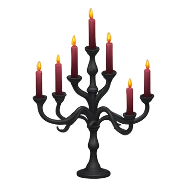 black seven-branched candelabrum with burgundy flames sticker