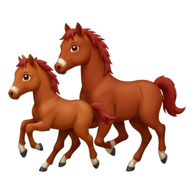 red horse and two baby horsees agressive running money sticker