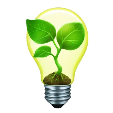 a plant sprout inside a glowing idea lightbulb sticker