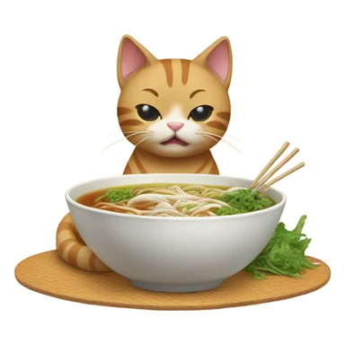 Pooing cat eating pho sticker