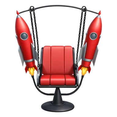 a swing with large rockets attached to the sides of the seat, as if ready to launch the person off sticker