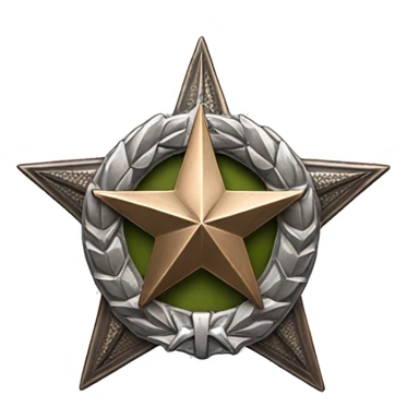 Bronze military badge with a silver star and a wreathe sticker