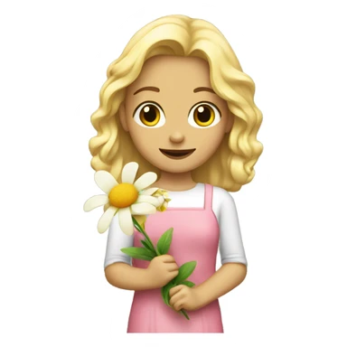 Blonde girl holding a flower sticker