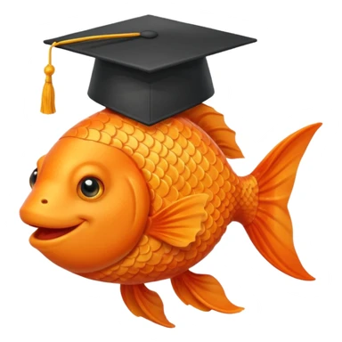 happy fish wearing a graduation cap sticker