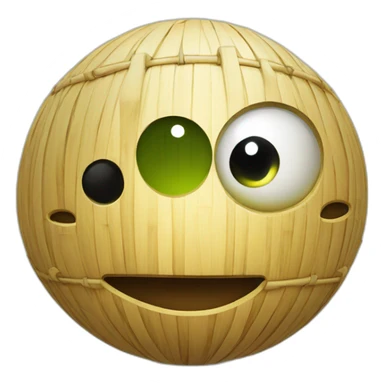 3d sphere with a cartoon bamboo texture with big beautiful eyes sticker