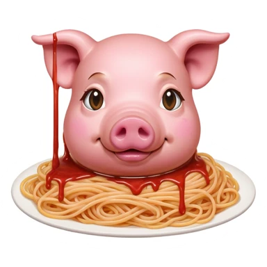 renaissance style pink dripping sauce spaghetti monalisa pig face portrait sticker