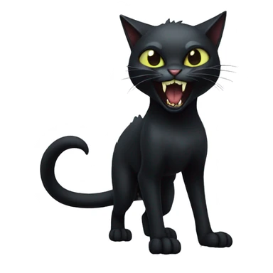 Black vampiric Cat-Fakémon with big fangs full body sticker