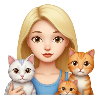  a beautiful girl with 3 cats  sticker