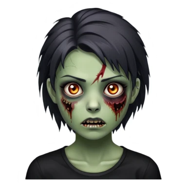 zombie girl with a wolfcut and black shirt and has dark circles under the eyes  sticker