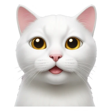 white cat with pinky nose sticker