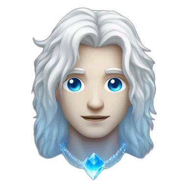 male nordic pleiadian with long white hair and blue eyes, crystal necklace sticker