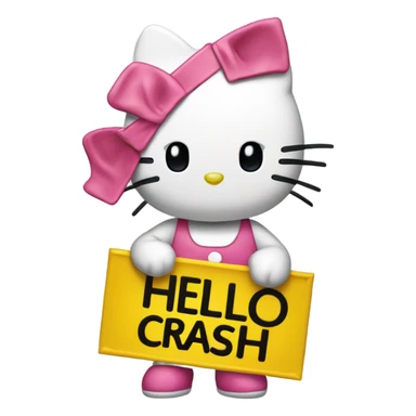 Hello kitty holding a sign that says “don’t crash out” sticker