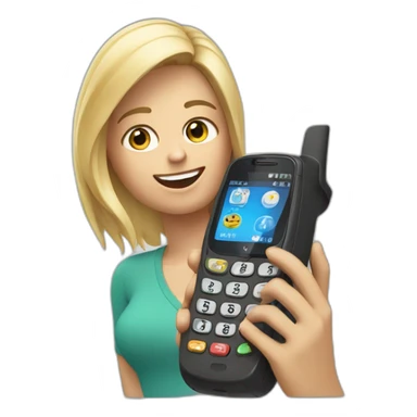 Rubia con telefono motorola con numero en la mano sticker