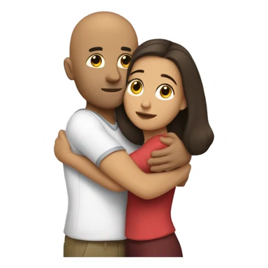 Comforting hug from brunette Puerto Rican to shorter bald male sticker