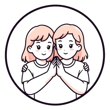 Hands crossed holding a girl  sticker