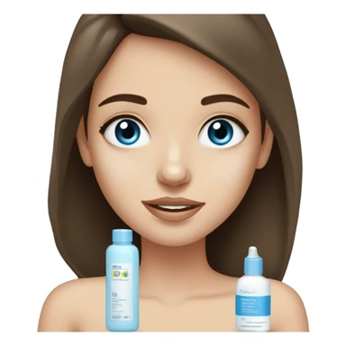white freackles skin of a brunett blue eyed girl using skin care products  sticker