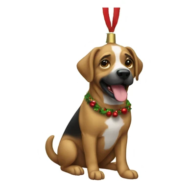 Dog on a Christmas tree sticker