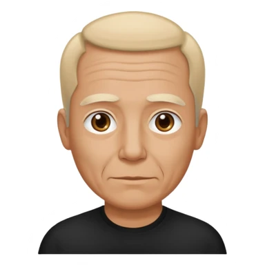 less hair, black shirt, no smile, older face sticker