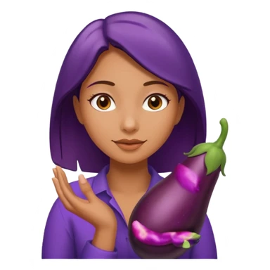 Naked woman with hand around eggplant  sticker