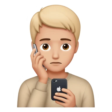 person thinking with iPhone sticker