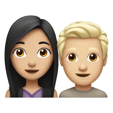 Asian girl with black hair and white man with blond hair  sticker
