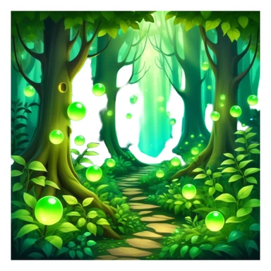 enchanted forest with dense foliage and soft magical glow, mysterious vibe sticker