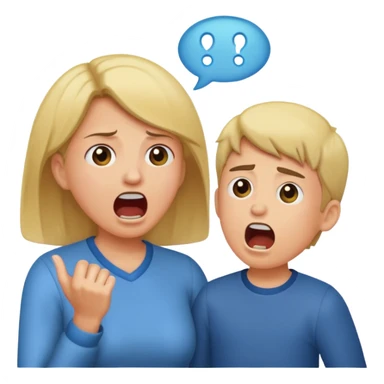 A mom screaming at a boy sticker