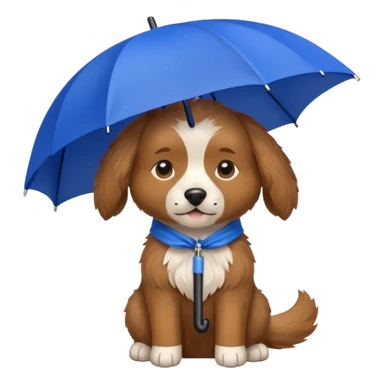 dog with blue umbrella closeup view sticker