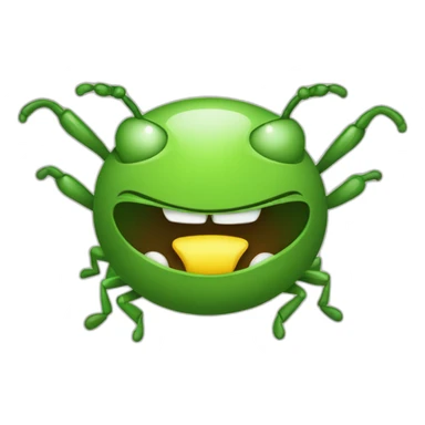 mischievous Round green bug face eating sticker