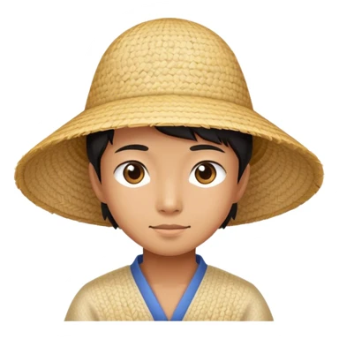 Asian wearing rice hat sticker