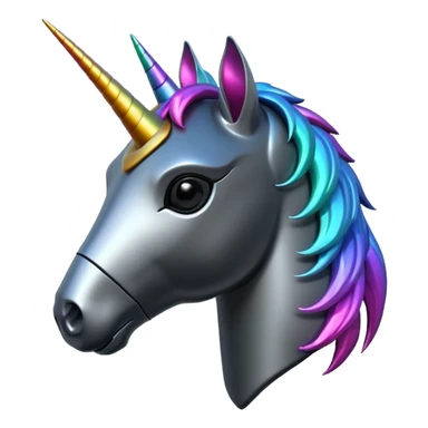 black robotic unicorn head sticker