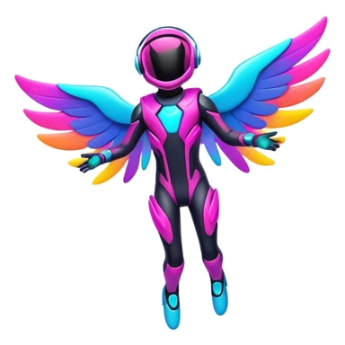 Colorful Neon Colors Vibrant Colors Flying Futuristic Fakémon-Pokémon-Creature Full Body sticker