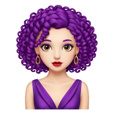 Fashion Model with Purple Curls, red dress sticker