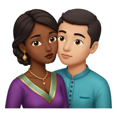 Indian very back girl kiss eastern Asian man  sticker