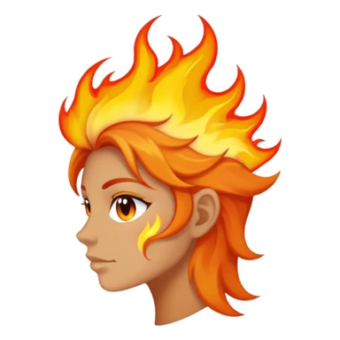side face with flame for hair sticking out sticker