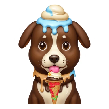 Dog with ice cream on head sticker