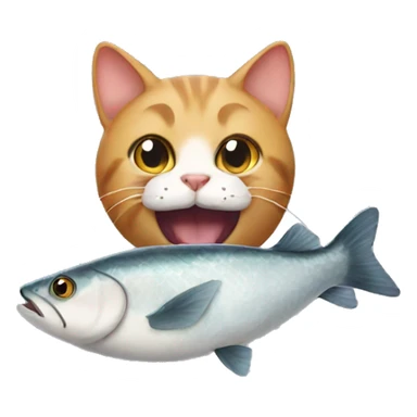 Cat eats fish  sticker