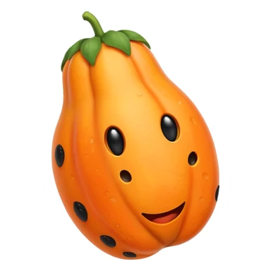 A beautiful papaya fruit is peeled and has black spots.It should be very ripe.like emoji sticker