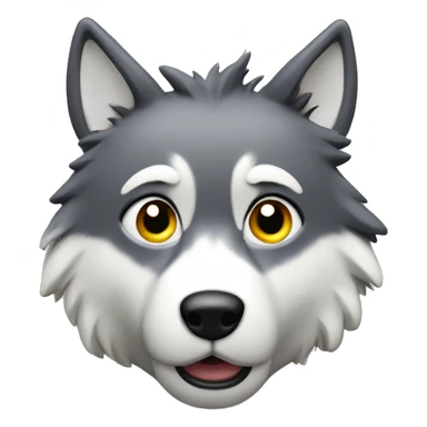Cute wolf with white glue All over its face, embarrassed sticker