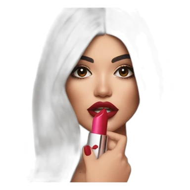 Kylie Jenner holding her lipstick lips sticker