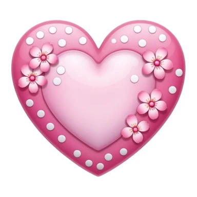 heart with sakura and polka dot pattern sticker