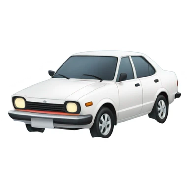 White Toyota Corolla car with snow and a smile sticker