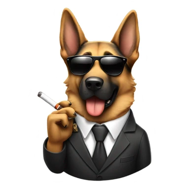 German Shepard wearing a suit and sunglasses smoking a cigar sticker
