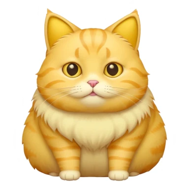 cute completely yellow fat cat whole body sticker