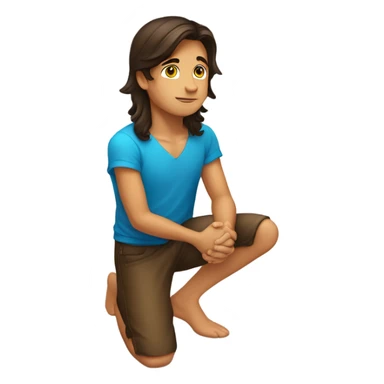 tanned pretty brunette boy kneeling pray sticker