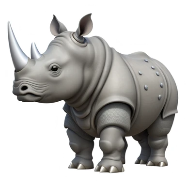 cinematic-rhino-full-body-standing-emoji,-massive-armored-body-poised-powerfully,-thick-horn-curving-slightly-forward,-head-tilted-dramatically,-rough-grey-hide-covered-in-dust,-simplified-focused-features sticker