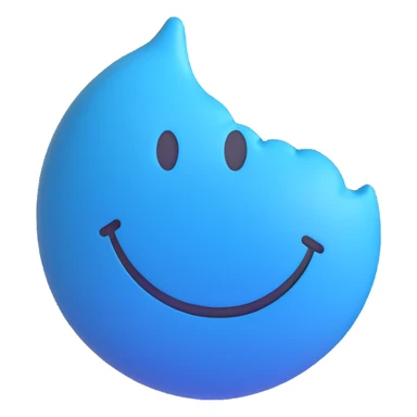 3D smiley emoji, round shape, blue color, with text 'csak chill', calm face sticker