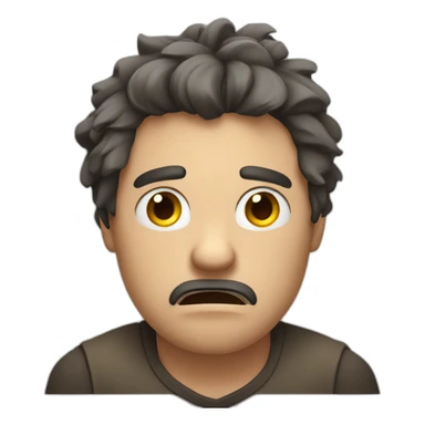 A man that is very angry and sad. His hands are between his hairs and want to pull his hairs sticker